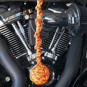 Custom handmade paracord, monkey fist motorcycle accessory