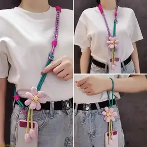Women's Adjustable Crossbody Strap with Flower Charm - Hands-Free Lanyard, Fashion Daily-Use Phone Accessory, Phone Accessories