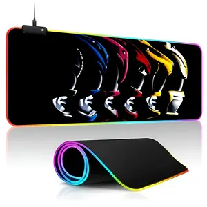 Power Rangers Mouse Pad Gamer RGB Deskmat Keyboard Mat Gaming Laptops LED Mousepad Desk Protector Anime Mause Mats Gaming Accessory