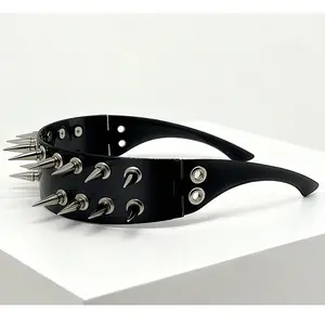 Goth Punk Rock Sunglasses With Long Spike Gothic Steampunk Alt Rockstar Accessories Y2k Cosplay Unique Glasses for Women and Men Unisex Trendy Accessory