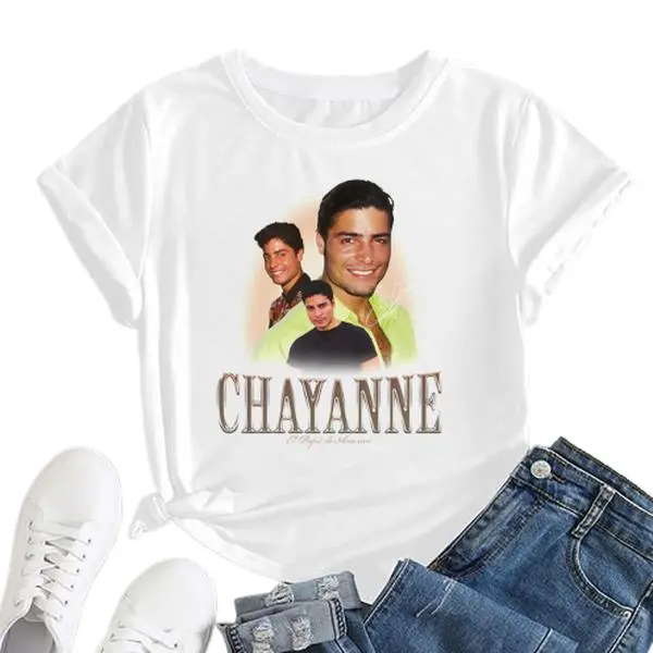 Women's Classic 90s Retro Chayanne Vintage Bootleg Streetwear Short-Sleeve T-Shirt, Spandex Fabric Aesthetic Unisex Fan Gift Casual Cotton