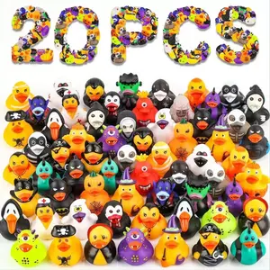 20pcs Halloween Decor Duck Figurines, Random Style Bath Toys, Stress Relief Rubber Ducks, Perfect Sensory Gift for Kids & Friends