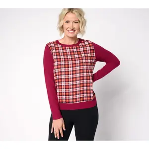 nicole by Nicole Miller Mixed Media Long Sleeve Top