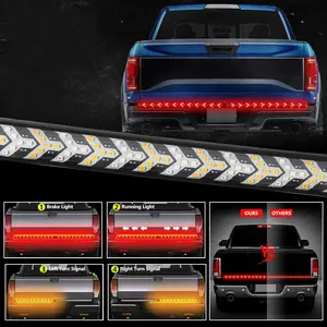 60 Inch Arrow LED Tailgate Light Bar Strip for Truck Flexible Switchback Red Amber Yellow Sequential Turn Signal Light, Strobe (Flashing) Brake Lights, Running Tail Light Kit