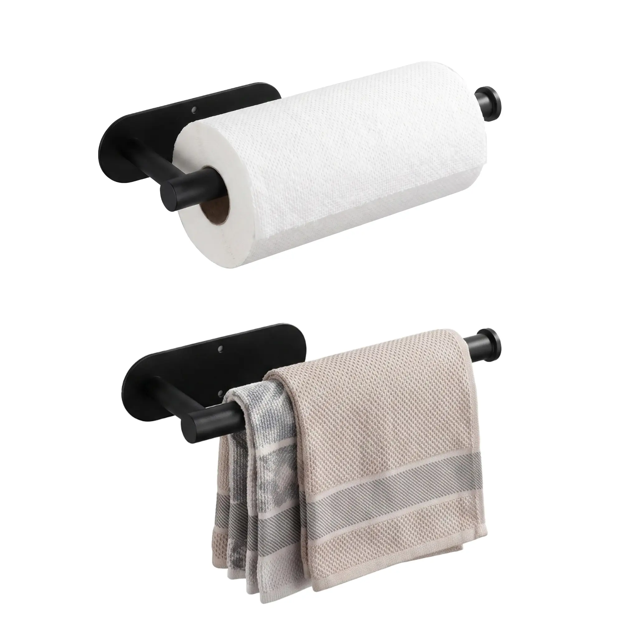 Easy Install No-Drill Paper Towel Holder, SUS304 Stainless Steel Under Cabinet Rack, Self-Adhesive Space Saving Accessory, Ideal for Kitchen, RV, Bathroom, Storage for Paper Rolls, Plastic Wrap and Kitchen Supplies