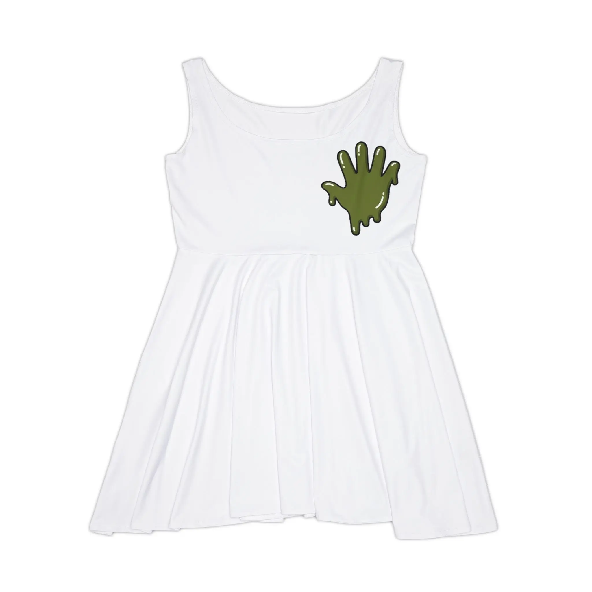 The Slime Shop Women's Skater Dress — White / Olive Slime In 5