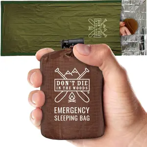 Emergency Sleeping Bag with Hood | Ultralight, Waterproof, Thermal Mylar Sleeping Bag Liner | Survival Bivy Space Blanket Bivey for Hiking, Backpacking, Earthquake, Camping, 72 Bug Out, Survival Kit Don't Die In The Woods