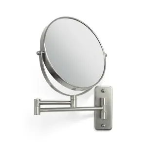 Wall Mounted Makeup Mirror 9.25"x12.25" with 5X/1X Magnification, Dual-Sided Glass, Sleek Decor, 360° Swivel & 18" Pivoting Arm Extension mirror Lighted Magnifying Makeup Mirror