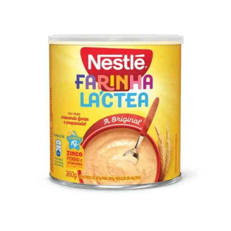 Nestle Farinha Lactea Lacteal Flour Breakfast Cereal - Original Flavor, Milk-Infused, Iron-Rich, Zinc-Rich, Vitamin-Packed, Low-Sugar Food Powder, 360g