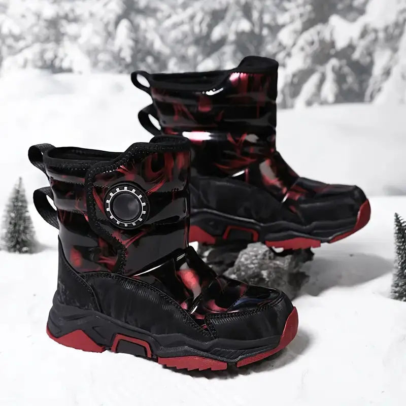 New2025 New Winter Snow Boots for Boys and Girls - Thickened Fleece-Lined, Warm & Stylish, Round Toe, EVA Sole, Hook-and-Loop Closure, Perfect for Outdoor Activities, For Teenager, Winter Boots For Boys, Snow Boots For Boys, Snow Boots For Girls