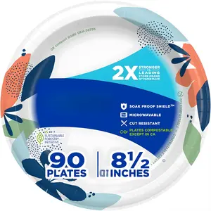 8.5 Inch Medium Paper Plates 90 Count 2X Stronger, Microwave Safe, Soak-Proof & Cut Resistant Disposable Plates for Breakfast Lunch Dinner, Heavy Duty Party & Everyday Use, Eco-Friendly Bulk Tableware
