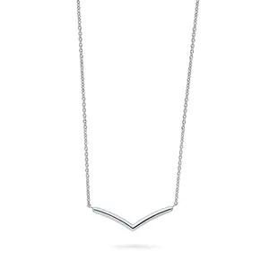 Wishbone Chevron V Shaped Necklace in Sterling Silver