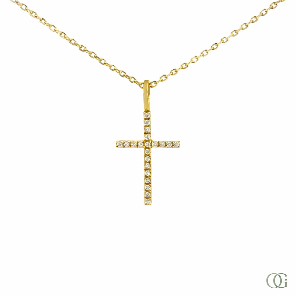Petite Diamond Cross Pendant Necklace