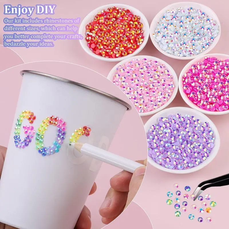 Colors With 40000Pcs Jelly Rhinestones Synthetic Beads With Kit For Bedazzling 3mm Multicolor Synthetic Beads Resin Flatback Beads For Art Bedazzler Kit For Crafting Book Shoes Nail Art Glitter Decorative Nails Glam Pack Glitter