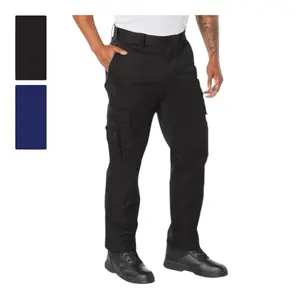 ROTHCO Men's Deluxe EMT Paramedic Plain Workwear Cargo Pants - Black 3823, Navy Blue 3923, Durable Cotton-Polyester Fabric, Elastic Enhanced Waistband, Ample Storage, Reinforced Knees, Utility Zipper Pockets, All-Season Uniform