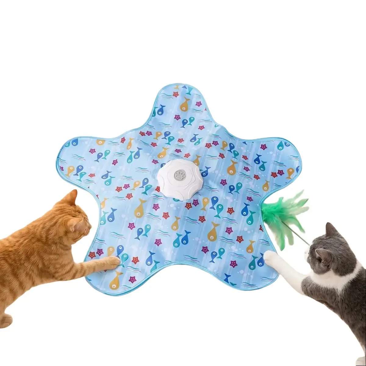 Cirlyce Automatic Rechargeable Universal Interactive Cat Feather Wand Toy - Pentagram Shape, 360° Unpredictable Moving Feather, Hide-and-Seek Design for Indoor Exercise & Boredom Relief (All Cat Breeds)