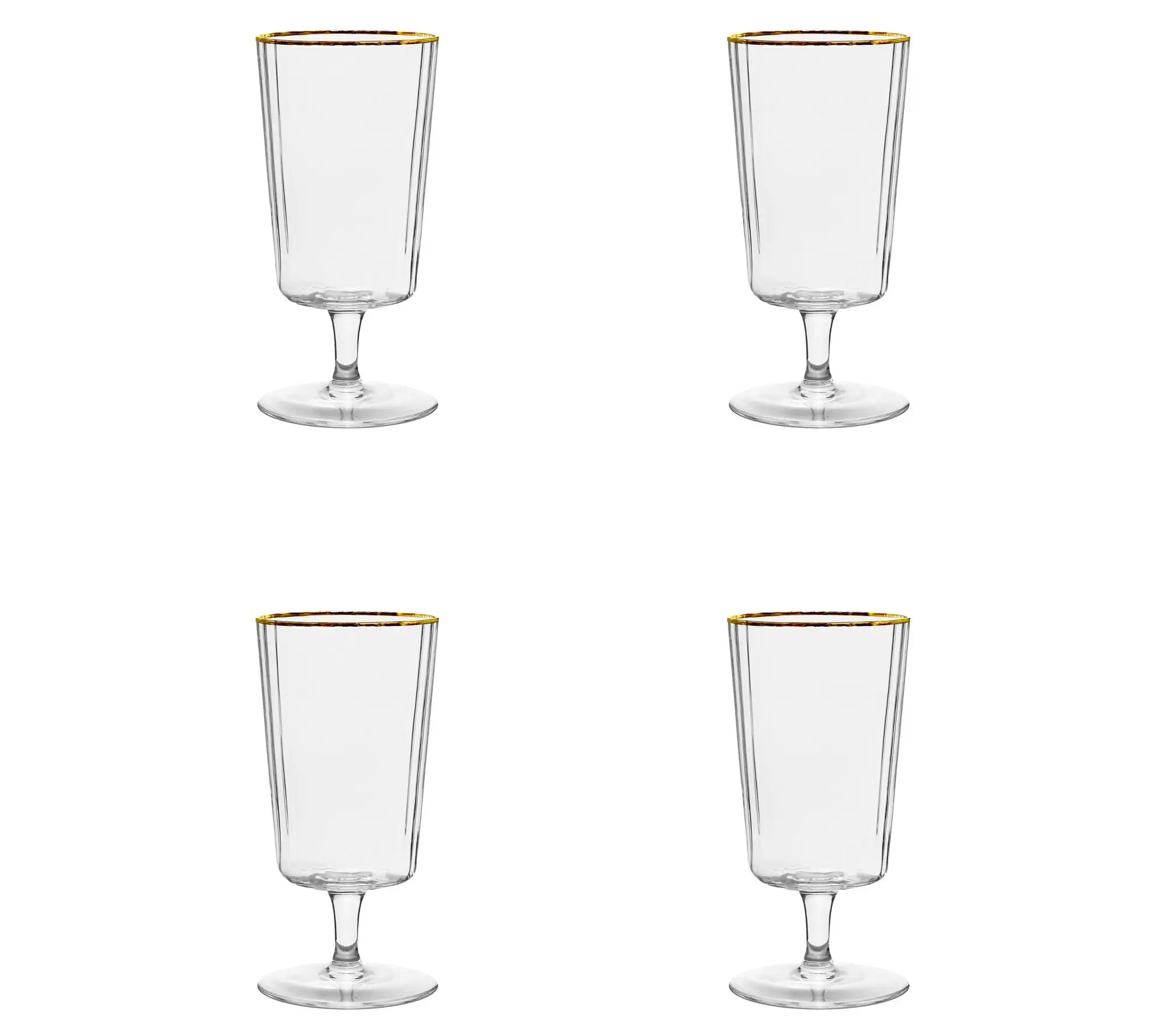10 Strawberry Street Set of 4 Grace Gold Rim Water Goblet