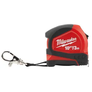 Keychain Tape Measure With LED Light 10 ft. LED Light For Low Light Conditions