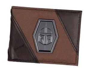 Star Wars The Mandalorian Wallet Metal Helmet Badge Applique Men's Adult Bifold Wallet