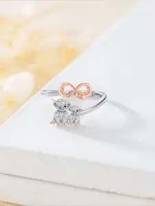 S925 Sterling Silver Highland Cow "Always with You" Ring - The Perfect Mother's Day Gift for Mom, Daughter & Grandma, Adjustable Infinity Jewelry for Her