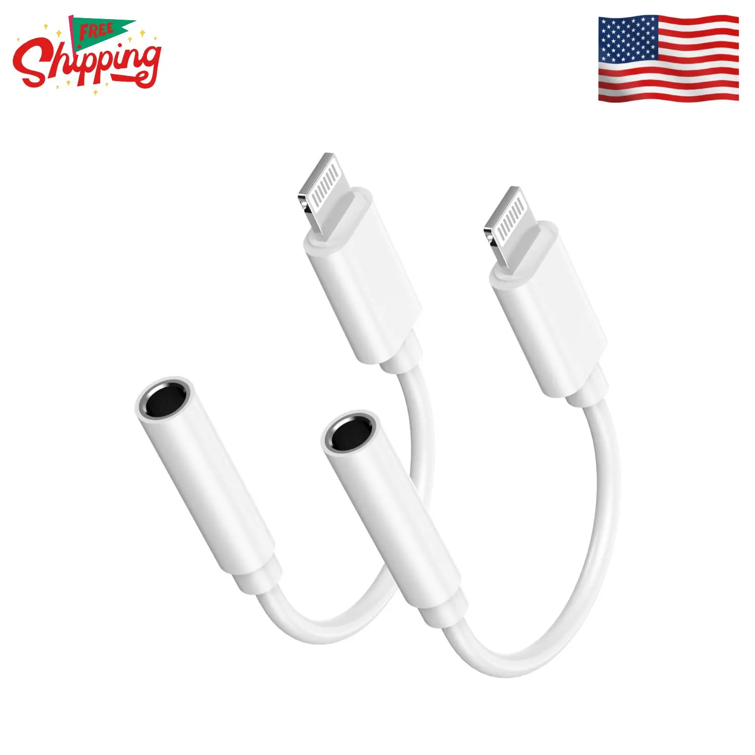 2Pack Apple Lightning to 3.5mm Headphone Jack Adapter