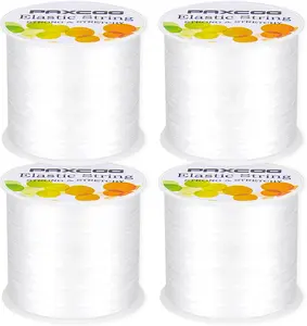 4 Rolls Elastic String for Bracelets, Stretch Magic Elastic String Bead Cord  Thread for Bracelet, Necklaces, Clay Beads, Pony Beads (White)