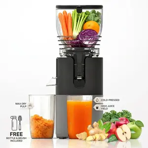 6" Whole Fruit Cold Press Juicer with Extra Large Feed Chute 300W Slow Masticating Juicer Extractor 57oz High Capacity Easy Clean High Yield Juice Machine for Fruit and Vegetable No Prep Work