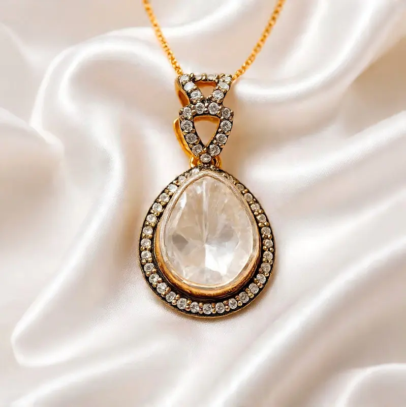 Freeform Natural Diamond Pendant - Divine Aurora