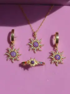 Vintage Opal Necklace Set, Multi-Dopamine Barbie Jewelry, Bracelet Ring Earrings, Protein Stone Pendant, Micro-Zirconia Cross-Border, Elegant Jewelry Set, Fashion Jewelry Set