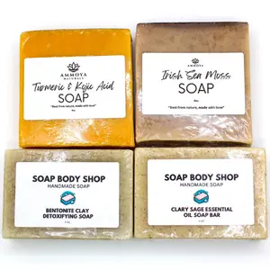 Ammoya Naturals X Soapy Body Shop Power Pack - 4 Soaps for Luxurious Bathing Experience Cleansing Brightening Eczema Blend Lemon