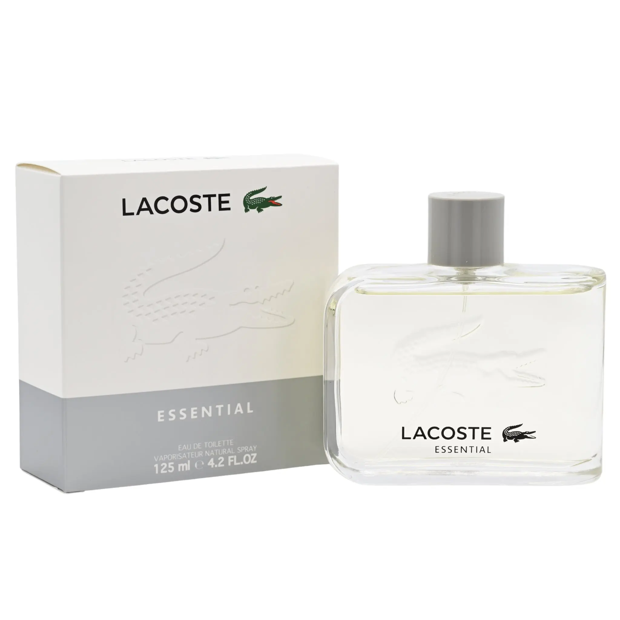 LACOSTE Men's Essential Eau de Toilette Spray - 4.2 fl oz (4 to 4.9 fl oz range), Time-Release Formula, Citrus Woody Fruity & Patchouli Notes, Long-Lasting Signature Scent Cologne Perfume