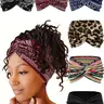 Stylish crossover bohemian hair bands with leopard prints, elastic, Stretchy Headbands, comfortable, non-pinching, anti-slip wide-band, zigzag boho headbands women fashion headbands Hairbands