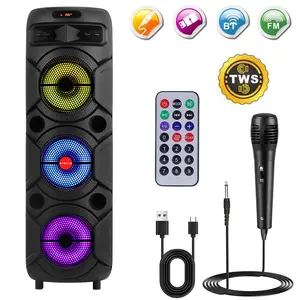 Triple 8inch Portable Bluetooth Speaker Wireless PA Speaker System With Microhpone Party Stereo Sound Box