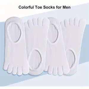 4 Pairs Cotton Toe Socks No Show Low Cut Five Finger Socks Athletic Running Socks for Men