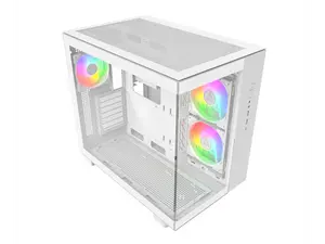 MONTECH KING 65 PRO ATX Mid Tower Gaming PC Case, Dual Chamber, High Airflow Mesh Panels, Supports RTX 40 Series, 3 Pre-Installed ARGB Fans, Tool-Free Access - White