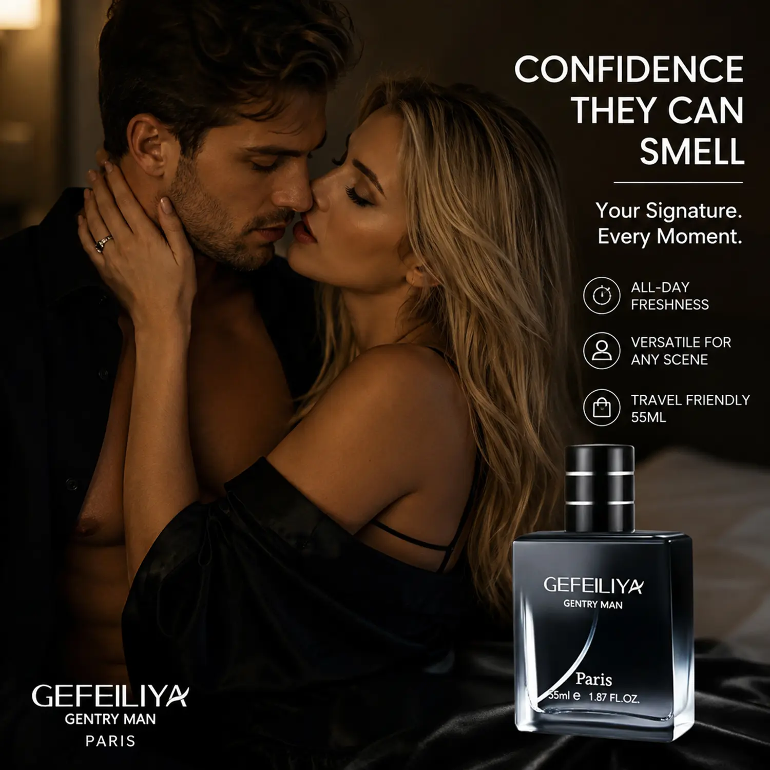 Men's Woody Amber Pheromone Cologne - Longwear Single Item, Masculine Smelling Good Scent, Boosts Confidence & Allure for Date Night, Guys Gifts for Valentine's & Father's Day, 55ml/1.87floz