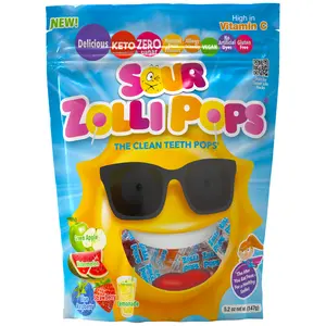 Zollipops Sour Assorted Fruit Spring and Easter 5.2oz Pouch Delicious, Zero Sugar, Sugar Free, Vegan, KETO, Gluten Free, Allergy Friendly, No Artificial Dyes, Kosher, Clean Teeth Candy Sweet Snack Sour Variety Pack Sour Strawberries