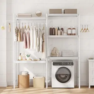 Over Washer and Dryer Storage Shelf, 5-Tier Laundry Room Shelves Heavy Duty Washer Dryer Shelf Freestanding Laundry Drying Rack Space Saver and Organization Shelves for Home