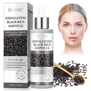 ikzee Black Rice Exfoliating Essence 100ml: Nourishing, formulated with black rice extracts, this formula gently removes dead skin cells without damaging the skin. It deeply cleanses pores of oil and impurities, improves rough and dull skin, and brightens