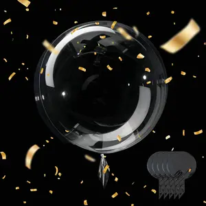 Clear BoBo Balloons - 10pcs 30inch Large Transparent Bubble Globos with Ribbon for Stuffing Birthday Party Wedding DIY Decorations