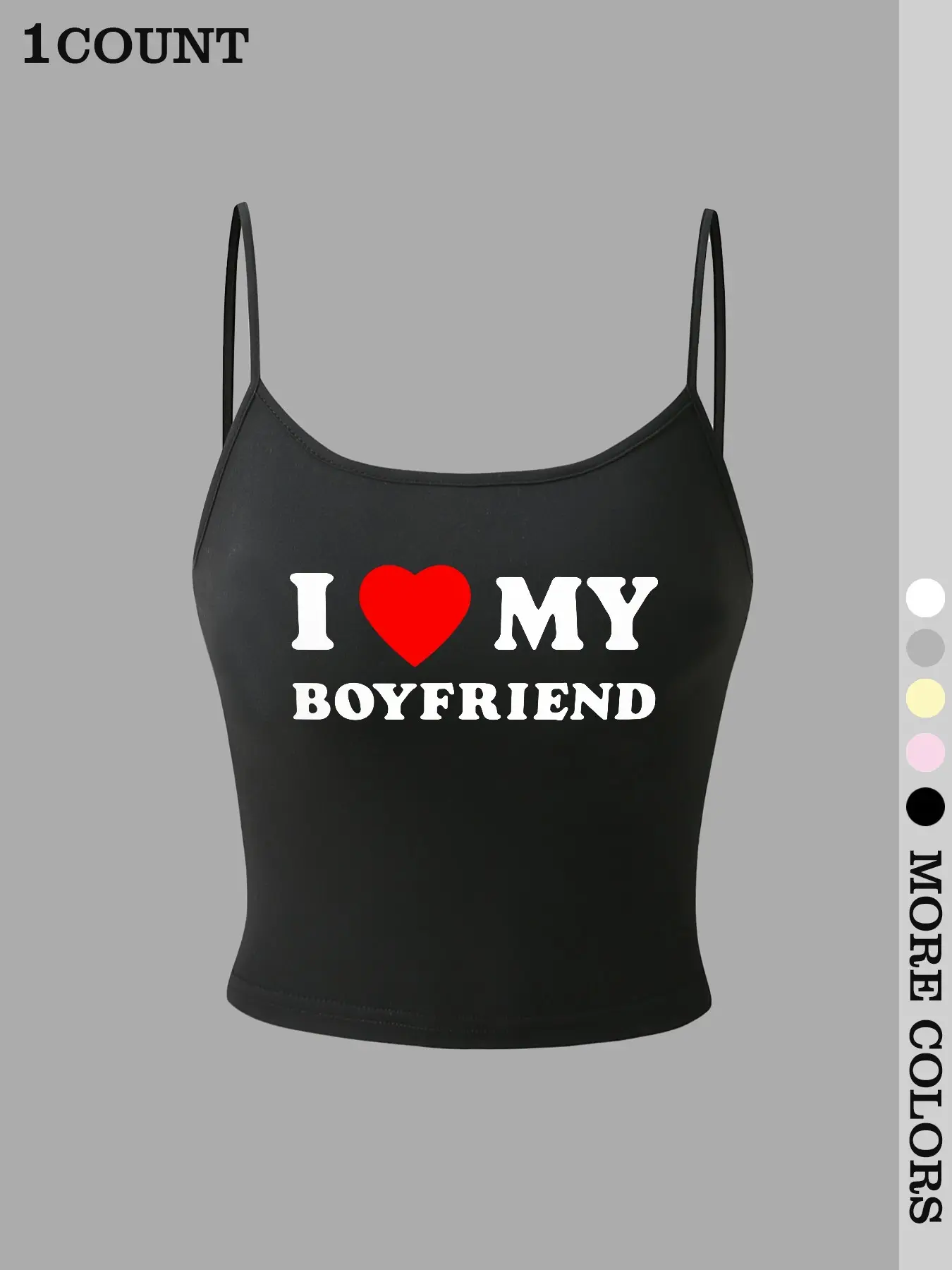 Valentine's Day Boyfriend Crop Camisole, Camisole Tops, Casual Comfy Cami Top, Casual Fashion Sleeveless, Casual Tank Top, Adjustable Spaghetti Strap, Graphic Print, Fitted Casual Style, Perfect for Date Night, All Seasons Wear, Womenswear