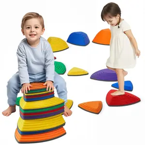 【DealsForYouDays】VEVOR Balance Stepping Stones for Kids, 12 PCS, Up to 220 lbs, Non-Slip Toddlers Sensory Stepping Stones, Obstacle Course Coordination Game Toys Indoor or Outdoor Play for Children Aged 3 4 5 6 7 8+