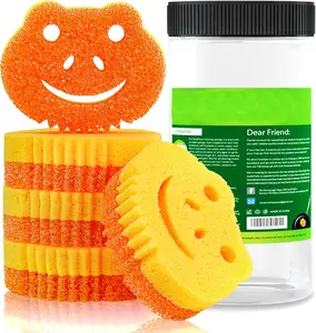 Dual-Sided 5 Pack Scrub Sponge - Temperature Controlled Kitchen Sponge for Dishes, Multi-Functional Cleaning Pads, Premium Household Cleaning Sponges