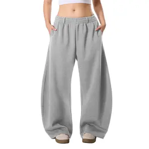 FAIABLE Baggy Sweatpants Barrel Wide Leg Pants Lounge with Pockets for Women Men Casual Elastic Waist Unisex Lantern Trouser Streetwear Pants Adjustable