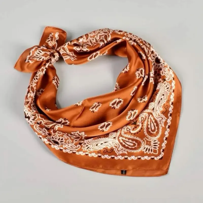 Women's Vintage Paisley Print Square Scarf Wrap, Elegant Soft Satin Bandana for Women, Fashion Accessories for Daily Wear