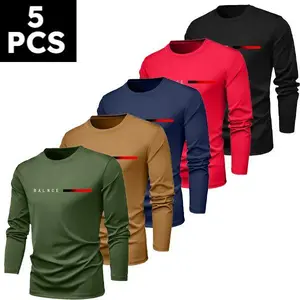 Men’s 5-pack long-sleeve quick-drying T-shirts are lightweight, suitable for everyday wear and layering, with a quick-drying function, comfortable, and fashionable.