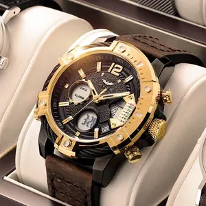 FEICE Fashion Men's Watch Large Dial Waterproof Luminous Watch Fashion High-end Multifunctional Sports Dual Time Zone Watch gift set