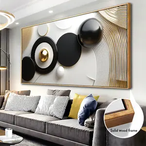 A wooden frame - Modern abstract painting, large-sized canvas printing poster art -1.5 inches thick - Wall mounted for decoration in living rooms, offices, dining rooms, and bedrooms - Local warehouse