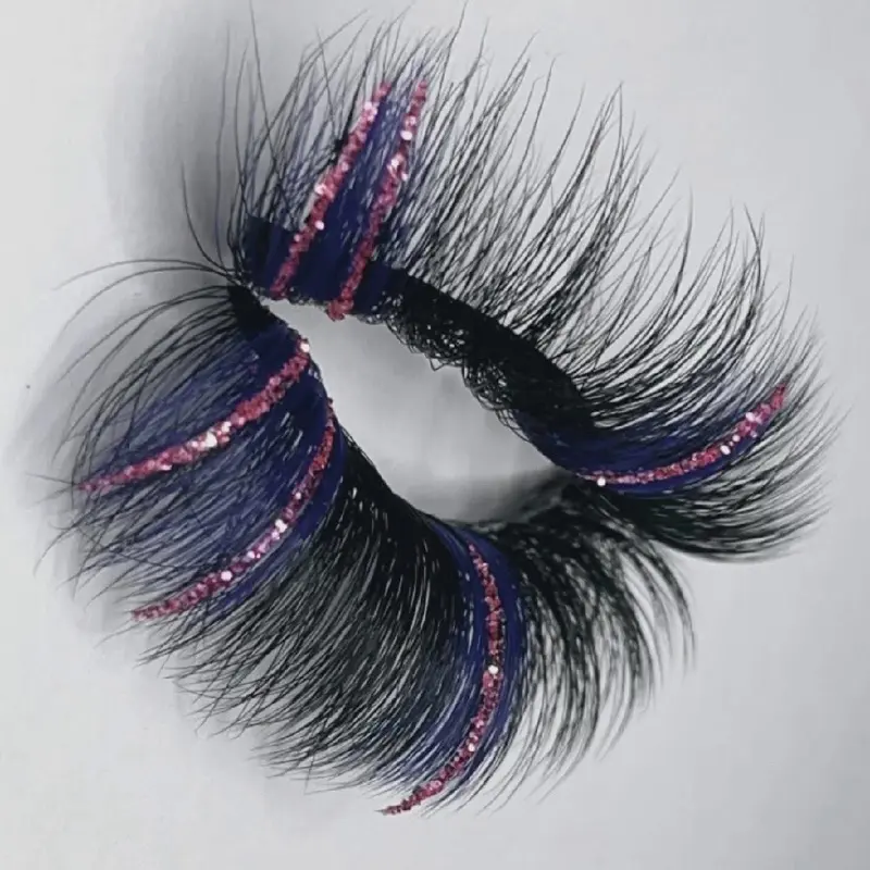 Blue Smurf Cluster False Eyelashes, Fluffy Glittery Strip Cosmetic Set, Soft Cluster Lashes for Longer Looking Eyelashes & Sparkle Makeup Look