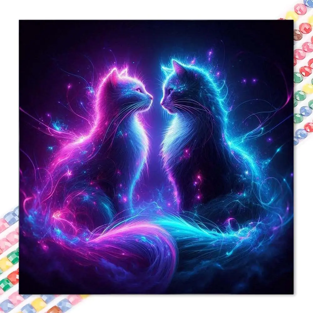 1pcs 5D DIY handmade diamond painting kit, 5D diamond art kit, DIY decoration, dreamy cat, Galaxy, Star. Diamond painting kit full round diamonds DIY, mosaic, diamond art, DIY art home decor, suitable for Halloween and Christmas.